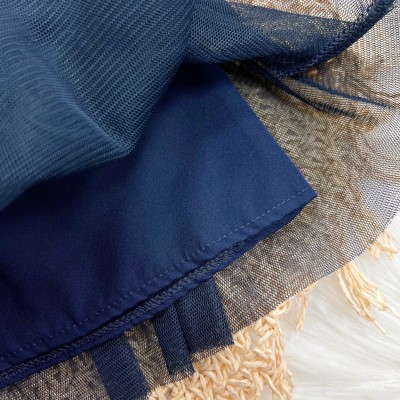 Vestido em Tule com Pérolas - Marinho